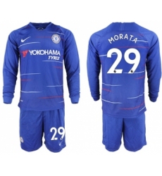 Chelsea #29 Morata Home Long Sleeves Soccer Club Jersey