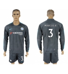 Chelsea #3 Marcos A. Sec Away Long Sleeves Soccer Club Jersey