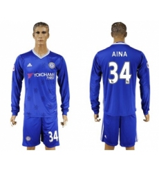 Chelsea #34 Aina Home Long Sleeves Soccer Club Jersey