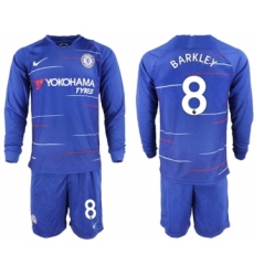 Chelsea #8 Barkley Home Long Sleeves Soccer Club Jersey