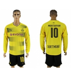 Dortmund #10 Mkhitaryan Home Long Sleeves Soccer Club Jersey