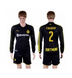 Dortmund #2 Zagadou Away Long Sleeves Soccer Club Jersey