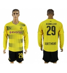 Dortmund #29 Schmelzer Home Long Sleeves Soccer Club Jersey