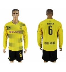 Dortmund #6 Bender Home Long Sleeves Soccer Club Jersey