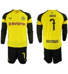 Dortmund #7 Sancho Home Long Sleeves Soccer Club Jersey