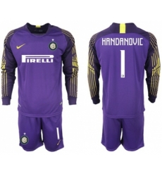 Inter Milan #1 Handanovic Purple Goalkeeper Long Sleeves Soccer Club Jersey