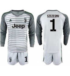 Juventus #1 Szczesny Grey Goalkeeper Long Sleeves Soccer Club Jersey