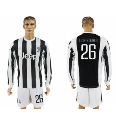 Juventus #26 Lichtsteiner Home Long Sleeves Soccer Club Jersey