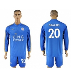 Leicester City #20 Okazaki Home Long Sleeves Soccer Club Jersey