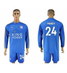 Leicester City #24 Mendy Home Long Sleeves Soccer Club Jersey