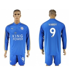 Leicester City #9 Vardy Home Long Sleeves Soccer Club Jersey