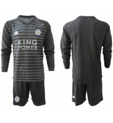 Leicester City Blank Black Goalkeeper Long Sleeves Soccer Club Jersey