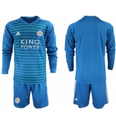 Leicester City Blank Blue Goalkeeper Long Sleeves Soccer Club Jersey