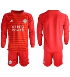 Leicester City Blank Red Goalkeeper Long Sleeves Soccer Club Jersey