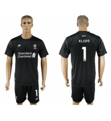 Liverpool #1 Klopp Black Goalkeeper Soccer Club Jersey