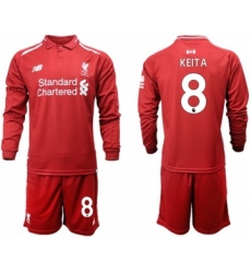 Liverpool #8 Keita Home Long Sleeves Soccer Club Jersey