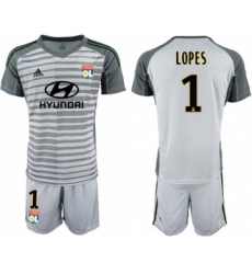 Lyon #1 Lopes Grey Goalkeeper Soccer Club Jersey