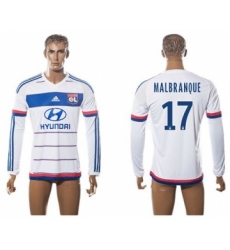 Lyon #17 Malbranque Home Long Sleeves Soccer Club Jersey