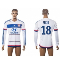 Lyon #18 Fekir Home Long Sleeves Soccer Club Jersey
