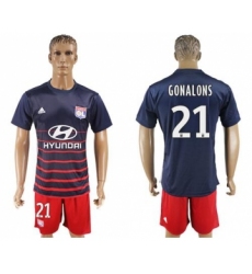 Lyon #21 Gonalons Away Soccer Club Jersey