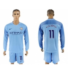 Manchester City #11 Kolarov Home Long Sleeves Soccer Club Jersey