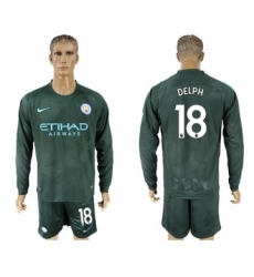 Manchester City #18 Delph Sec Away Long Sleeves Soccer Club Jersey