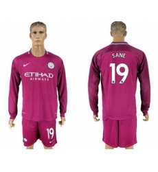 Manchester City #19 Sane Away Long Sleeves Soccer Club Jersey