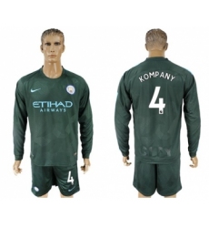 Manchester City #4 Kompany Sec Away Long Sleeves Soccer Club Jersey