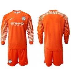 Manchester City Blank Orange Goalkeeper Long Sleeves Soccer Club Jersey