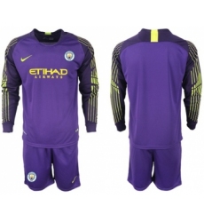 Manchester City Blank Purple Goalkeeper Long Sleeves Soccer Club Jersey