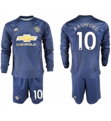 Manchester United #10 Rashford Third Long Sleeves Soccer Club Jersey
