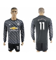 Manchester United #11 Martial Black Long Sleeves Soccer Club Jersey