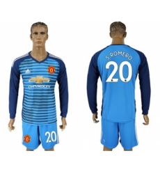 Manchester United #20 S.Romero Blue Long Sleeves Soccer Club Jersey
