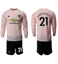 Manchester United #21 Ander Herrera Black Long Sleeves Soccer Club Jersey