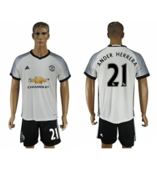 Manchester United #21 Ander Herrera White Soccer Club Jersey