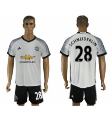 Manchester United #28 Schneiderlin White Soccer Club Jersey