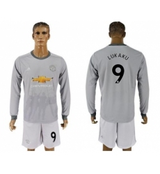 Manchester United #9 Lukaku Sec Away Long Sleeves Soccer Club Jersey
