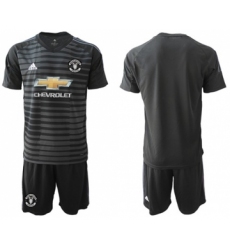 Manchester United Blank Black Goalkeeper Soccer Club Jersey