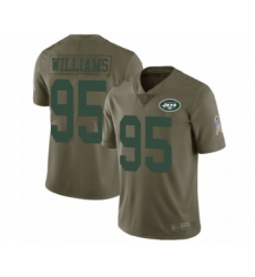 Men's New York Jets #95 Quinnen Williams Limited Olive 2017 Salute to Service Football Jersey