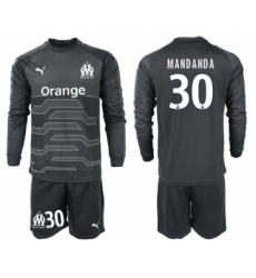 Marseille #30 Mandanda Black Goalkeeper Long Sleeves Soccer Club Jersey