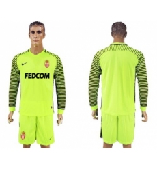 Monaco Blank Shiny Green Goalkeeper Long Sleeves Soccer Club Jersey