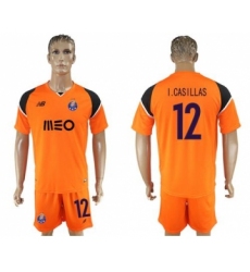 Oporto #12 I.Casillas Orange Goalkeeper Soccer Club Jersey