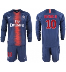 Paris Saint-Germain #10 Neymar Jr Home Long Sleeves Soccer Club Jersey