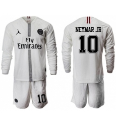 Paris Saint-Germain #10 Neymar Jr White Jordan Long Sleeves Soccer Club Jersey
