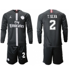 Paris Saint-Germain #2 T.Silva Home Jordan Long Sleeves Soccer Club Jersey