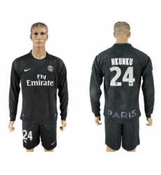 Paris Saint-Germain #24 Nkunku Sec Away Long Sleeves Soccer Club Jersey