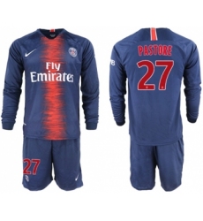 Paris Saint-Germain #27 Pastore Home Long Sleeves Soccer Club Jersey