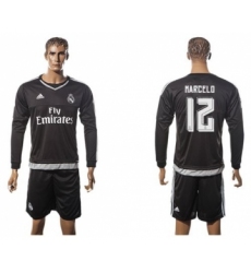 Real Madrid #12 Marcelo Black Long Sleeves Soccer Club Jersey