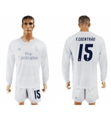 Real Madrid #15 F.Coentrao Marine Environmental Protection Home Long Sleeves Soccer Club Jersey