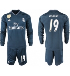 Real Madrid #19 Achraf Away Long Sleeve Soccer Club Jersey